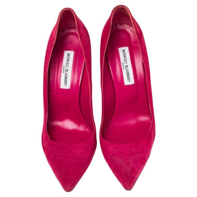 Pre Owned Manolo Blahnik Fuchsia Suede Pointed Toe  BB  Pumps Size 41 