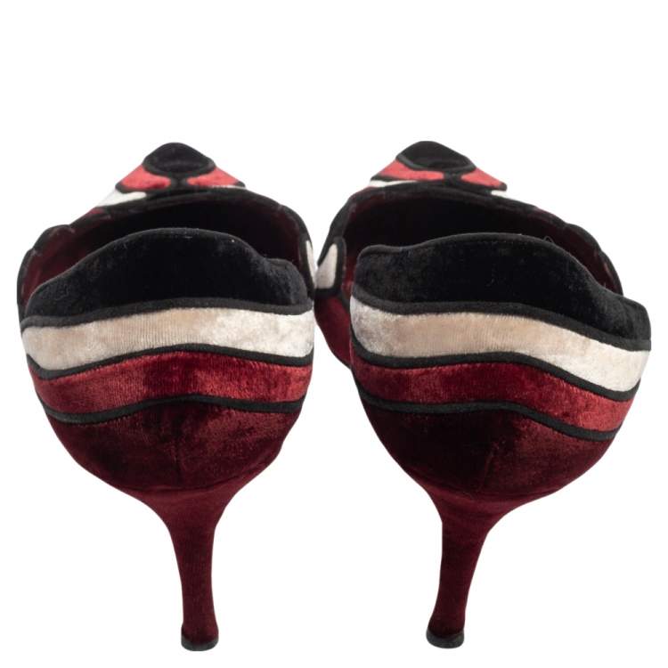 Pre Owned Manolo Blahnik Tricolor Velvet D'Orsay Pumps Size 40