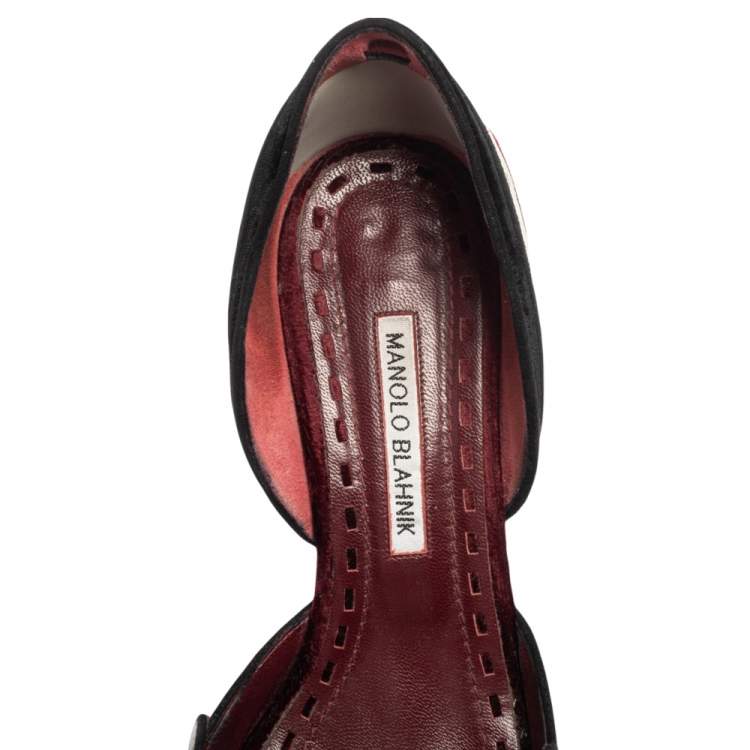Pre Owned Manolo Blahnik Tricolor Velvet D'Orsay Pumps Size 40