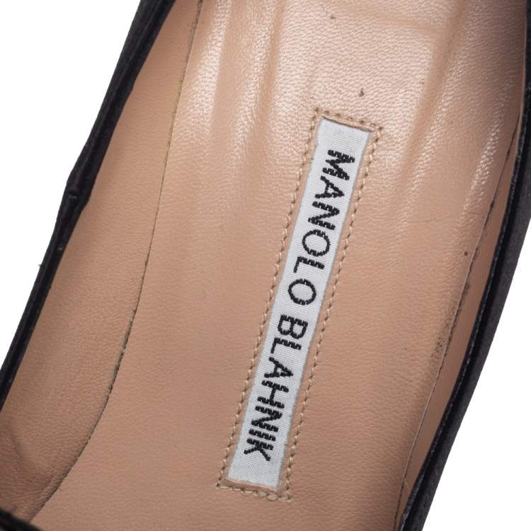 Pre Owned Manolo Blahnik Black Satin Borlak Pumps Size 36.5