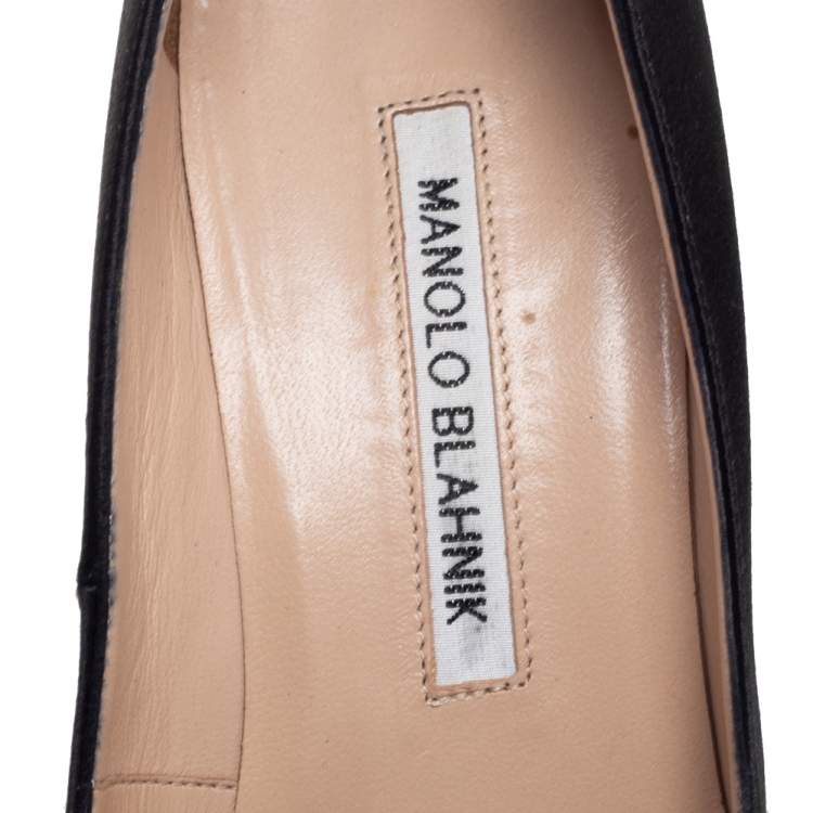 Pre Owned Manolo Blahnik Black  Satin Hangisi Pumps Size 36.5