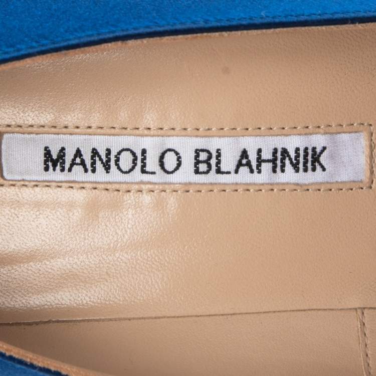 Pre Owned Manolo Blahnik  Blue Satin Hangisi Pumps Size 40