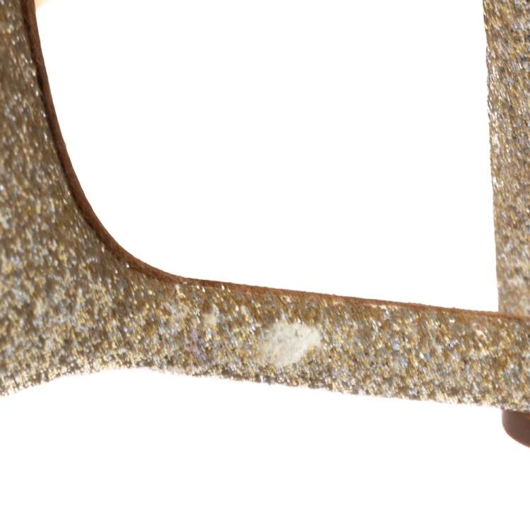 Pre Owned Manolo Blahnik Gold Glitter Pointed Toe Pumps Size 36.5