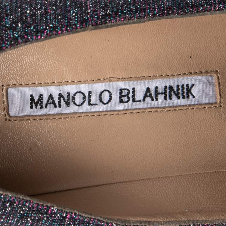 Pre Owned Manolo Blahnik Multicolor Lurex Fabric Hangisi Pumps Size 36.5