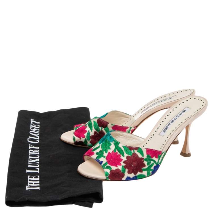 Pre Owned Manolo Blahnik Multicolor Lurex Fabric Sandals Size 37