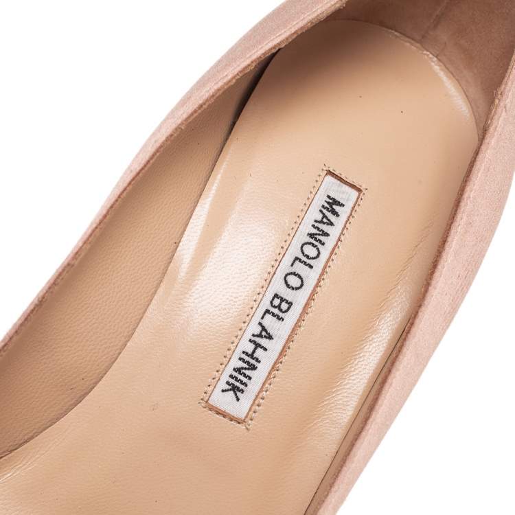 Pre Owned Manolo Blahnik Pink Satin Hangisi Pumps Size 38