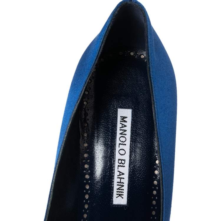 Pre Owned Manolo Blahnik Royal Blue Satin Hangisi Decade Pumps Size 39