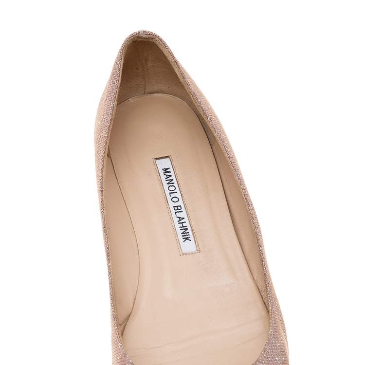 Pre Owned Manolo Blahnik Pink Glitter Hangisi  Flats Size 41