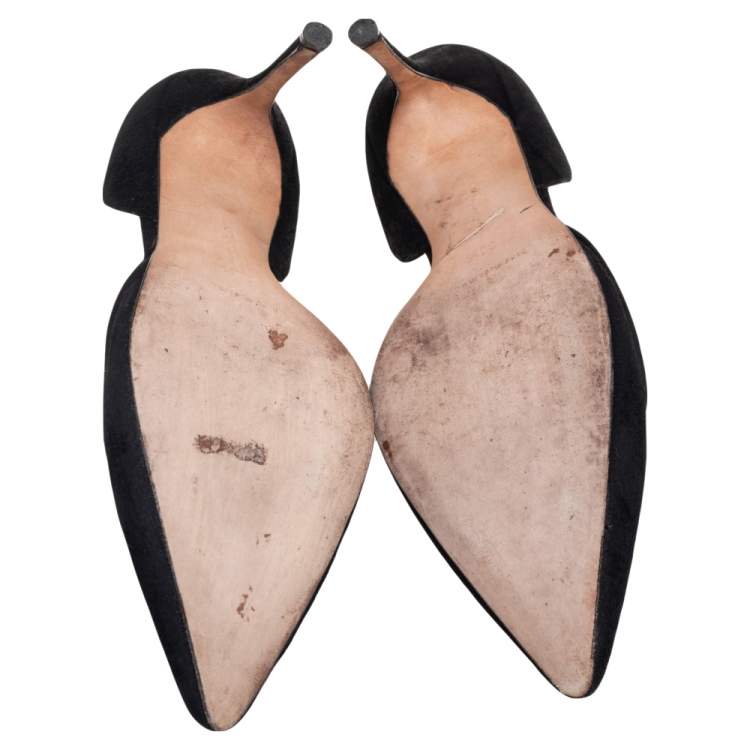 Pre Owned Manolo Blahnik Black Suede Tayler D'orsay Pointed Toe Pumps Size 39.5
