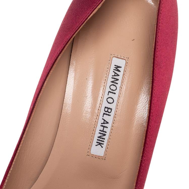 Pre Owned Manolo Blahnik Burgundy Satin Hangisi Pumps Size 41 