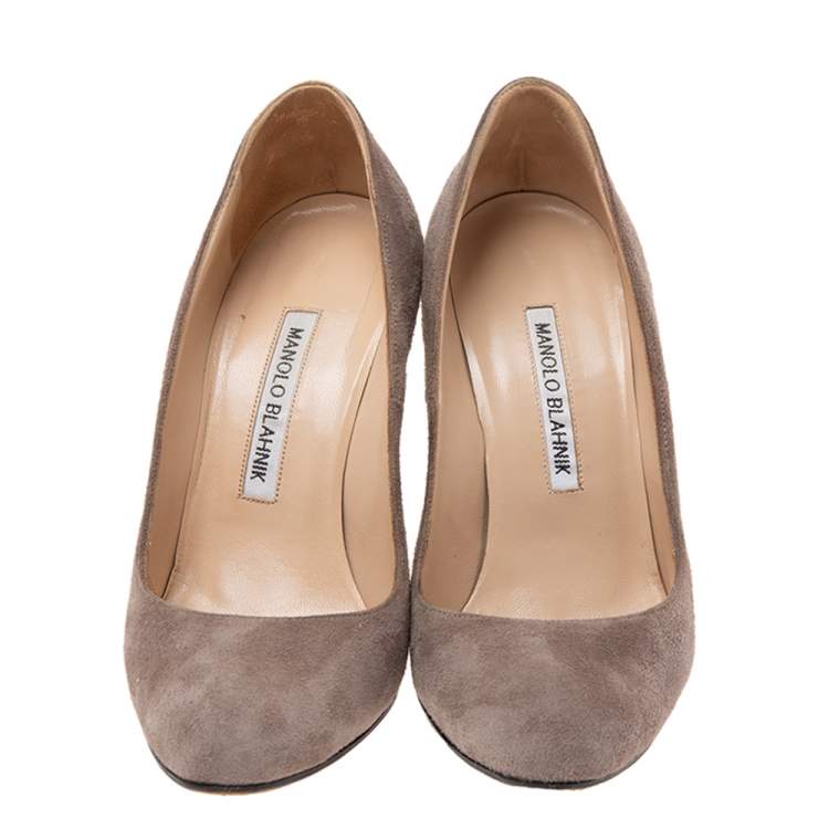 Pre Owned Manolo Blahnik Grey Suede BB Pumps Size 35.5