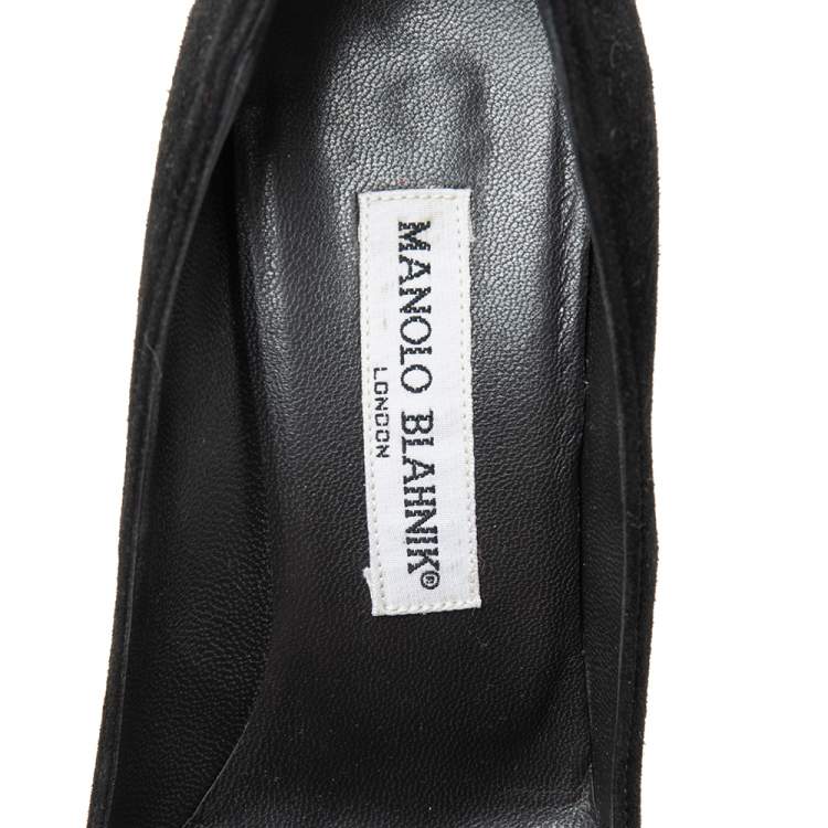 Pre Owned Manolo Blahnik Black Suede BB Pumps Size 35