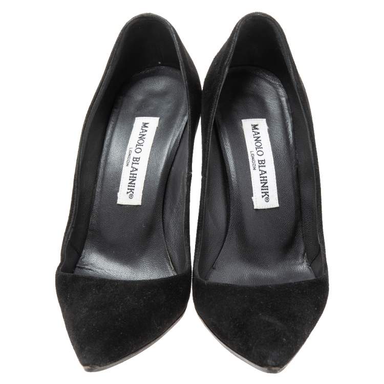 Pre Owned Manolo Blahnik Black Suede BB Pumps Size 35