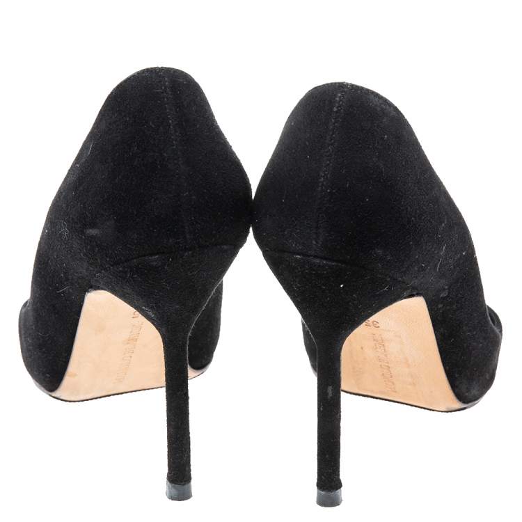 Pre Owned Manolo Blahnik Black Suede BB Pumps Size 35