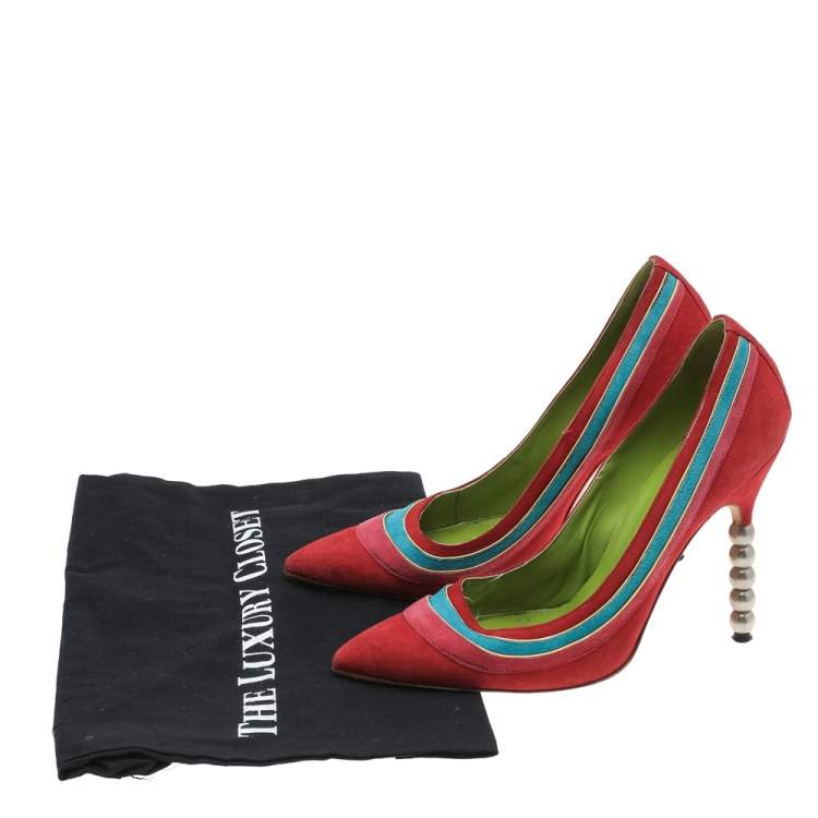 Pre Owned Manolo Blahnik Multicolored Suede Pointed Toe Pumps Size 39