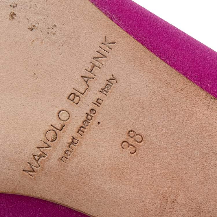 Pre Owned Manolo Blahnik Pink Satin Hangisi Ballet Flats Size 38