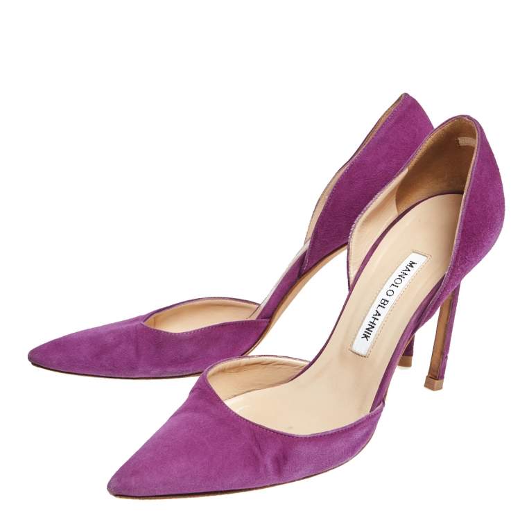 Pre Owned Manolo Blahnik  Purple Suede Tayler D'orsay Pointed Toe Pumps Size 39