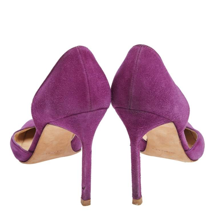 Pre Owned Manolo Blahnik  Purple Suede Tayler D'orsay Pointed Toe Pumps Size 39