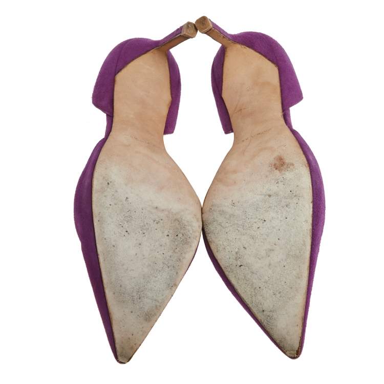 Pre Owned Manolo Blahnik  Purple Suede Tayler D'orsay Pointed Toe Pumps Size 39