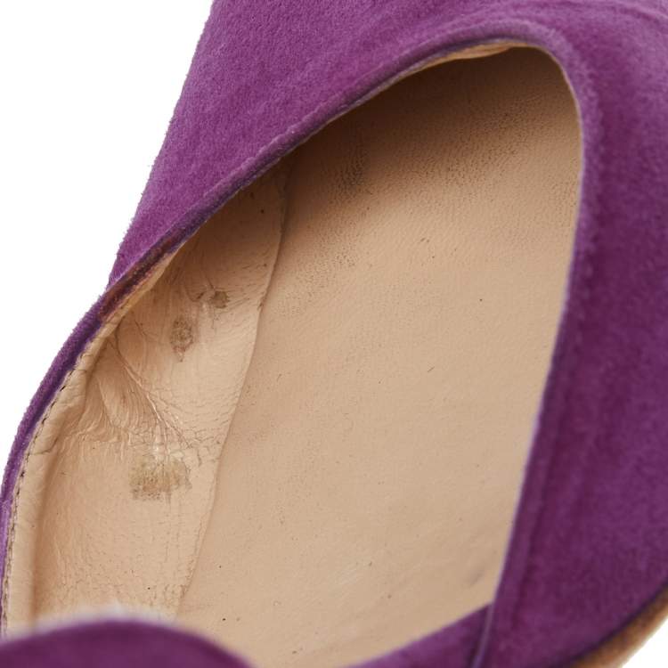 Pre Owned Manolo Blahnik  Purple Suede Tayler D'orsay Pointed Toe Pumps Size 39