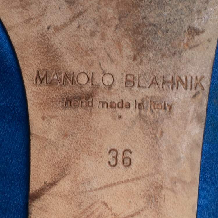 Pre Owned Manolo Blahnik Royal Blue Satin Hangisi Ballet Flats Size 36