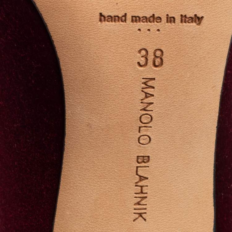 Pre Owned Manolo Blahnik Burgundy Satin Hangisi Pumps Size 38