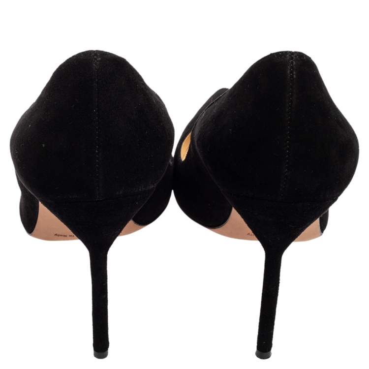 Pre Owned Manolo Blahnik Black Suede Pointed Toe Pumps Size 40