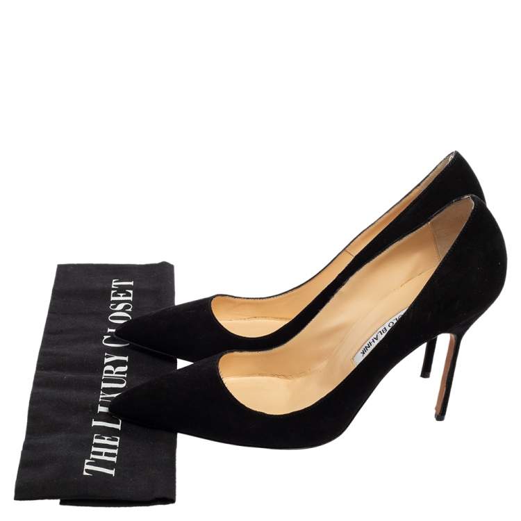 Pre Owned Manolo Blahnik Black Suede Pointed Toe Pumps Size 40