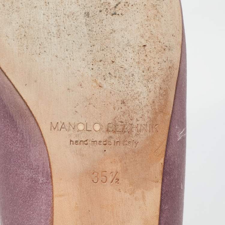 Pre Owned Manolo Blahnik Lilac Satin Hangisi Ballet Flats Size 35.5