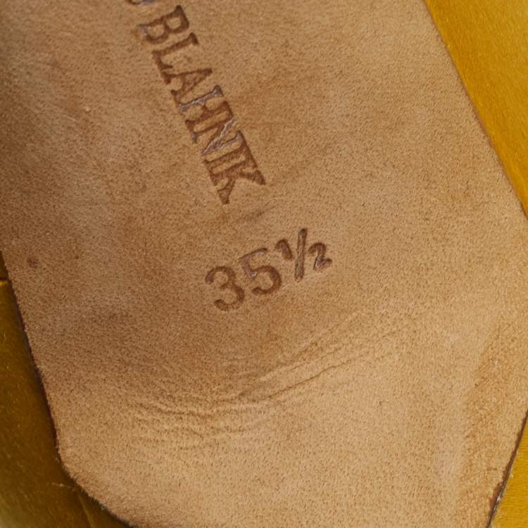 Pre Owned Manolo Blahnik Yellow Satin Hangisi  Pumps Size 35.5