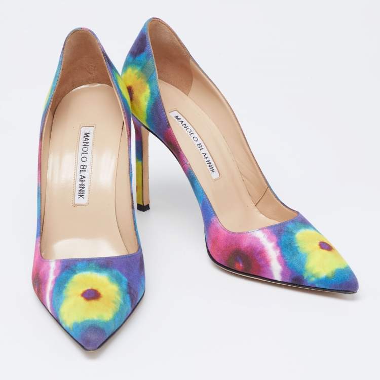 Pre Owned Manolo Blahnik Multicolor Tie and Dye Fabric BB Pumps Size 35.5