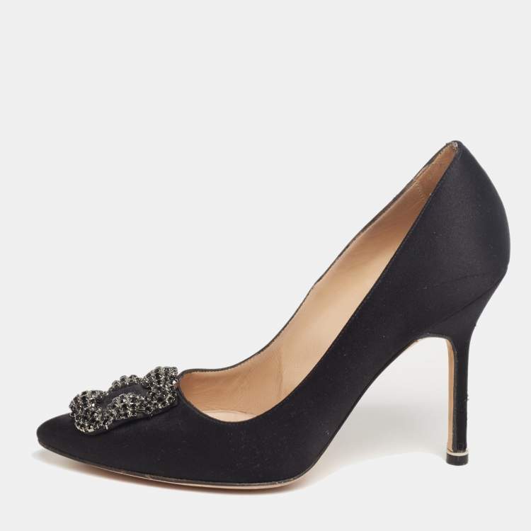 レディース Manolo Blahnik パンプス　ブラック 37 MANOLO BLAHNIK HANGISI SATIN 37 ブラック