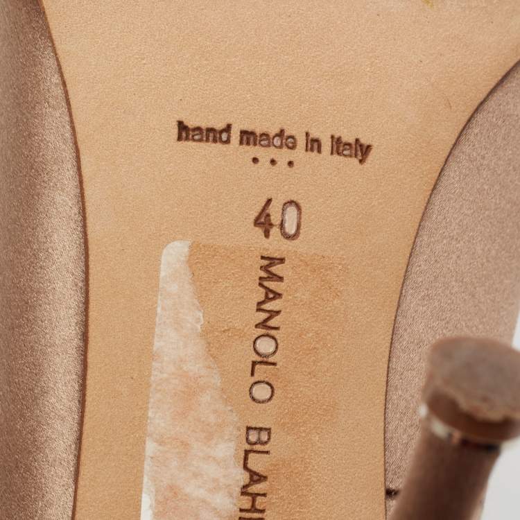 Pre Owned Manolo Blahnik Taupe Satin Hangisi Pumps Size 40