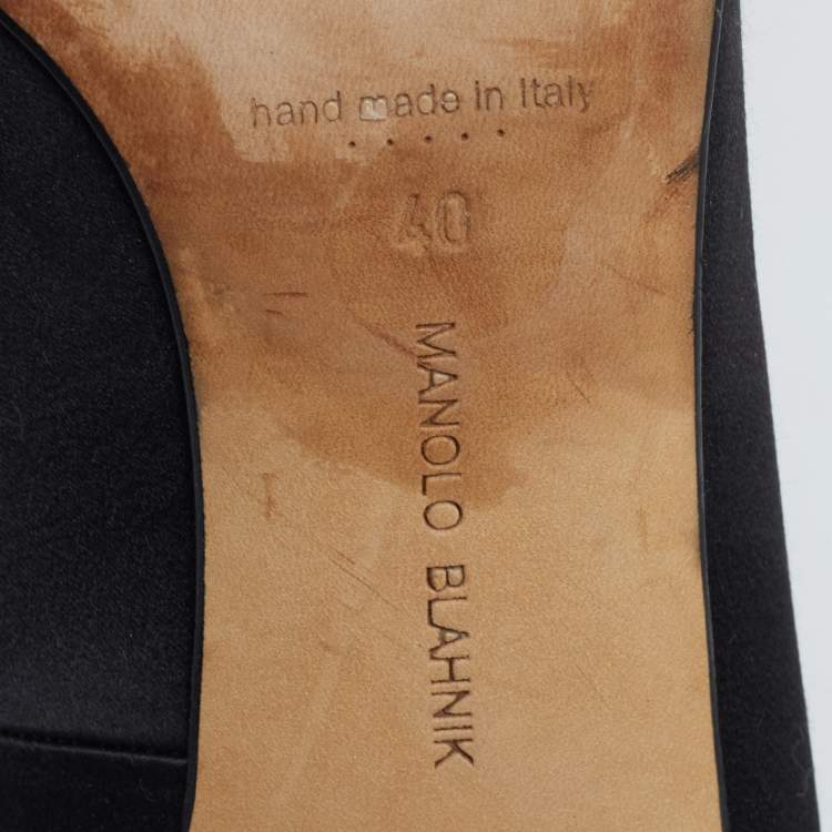 Pre Owned Manolo Blahnik Black Satin Hangisi Pumps Size 40