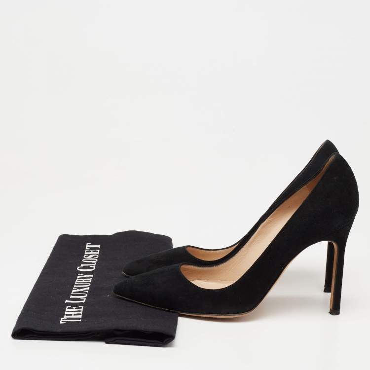 Pre Owned Manolo Blahnik Black Suede BB Pumps Size 35