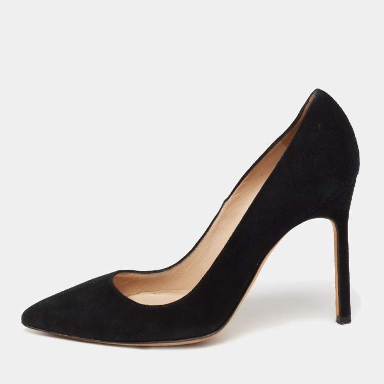 Pre Owned Manolo Blahnik Black Suede BB Pumps Size 35