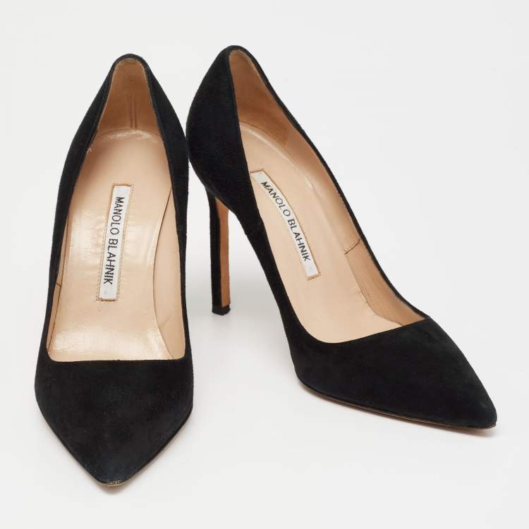 Pre Owned Manolo Blahnik Black Suede BB Pumps Size 35