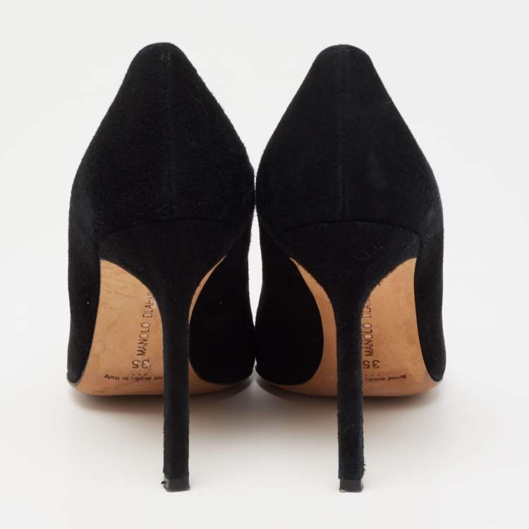 Pre Owned Manolo Blahnik Black Suede BB Pumps Size 35