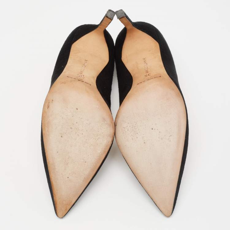 Pre Owned Manolo Blahnik Black Suede BB Pumps Size 35