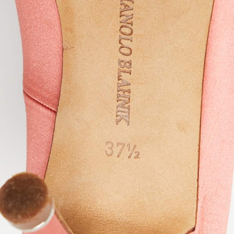 Pre Owned Manolo Blahnik Pink Satin Hangisi  Pumps Size 37.5 