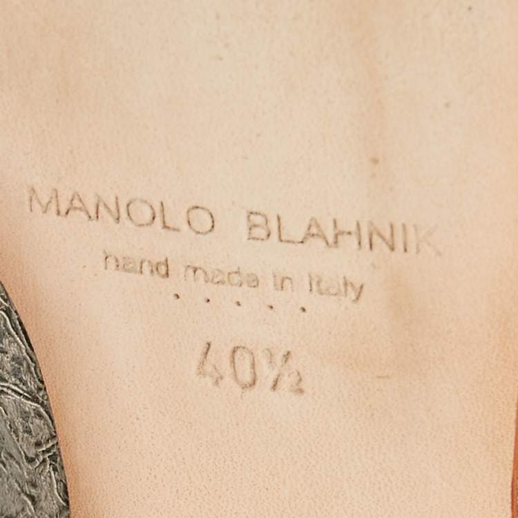 Pre Owned Manolo Blahnik Grey Lace and Satin Hangisi Ballet Flats Size 40.5