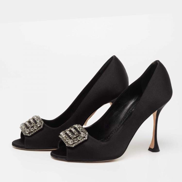 Manolo blahnik peep toe hot sale pumps