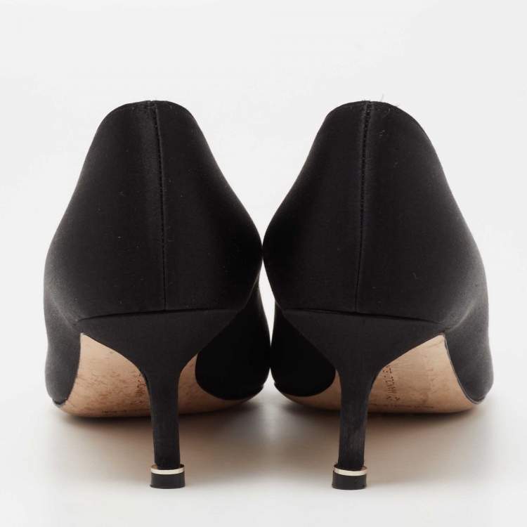 Pre Owned Manolo Blahnik Black Satin Hangisi Pumps Size 42