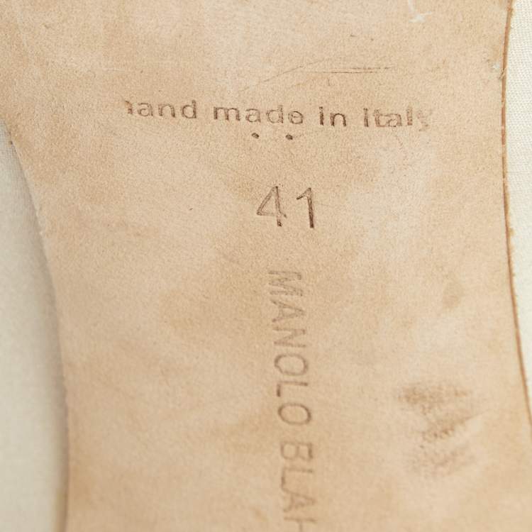 Pre Owned Manolo Blahnik Beige/Grey Satin Gotrian Pumps Size 41