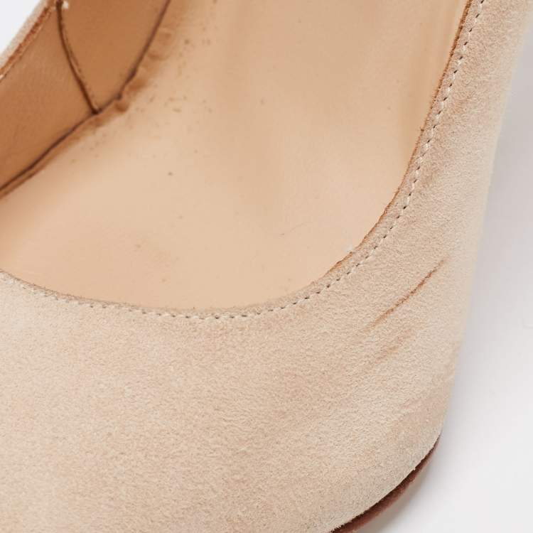 مملوكة مسبقًا Manolo Blahnik Beige Suede Round Toe Pumps Size 38