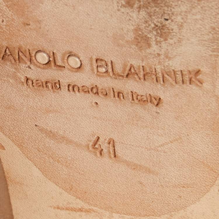 Pre Owned Manolo Blahnik Beige Satin Hangisi Ballet Flats Size 41 