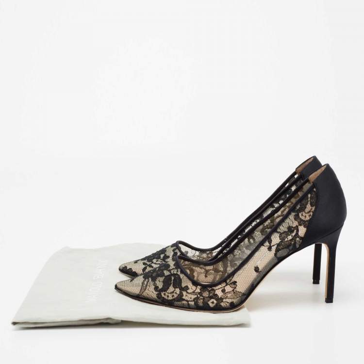 Pre Owned Manolo Blahnik Black Lace BB Pumps Size 40