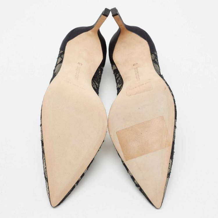 Pre Owned Manolo Blahnik Black Lace BB Pumps Size 40