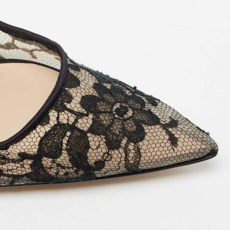 Pre Owned Manolo Blahnik Black Lace BB Pumps Size 40