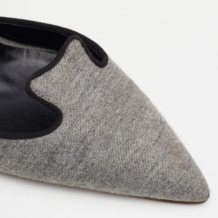 مملوكة مسبقًا Manolo Blahnik Grey Fabric Pointed Toe Pumps Size 39.5